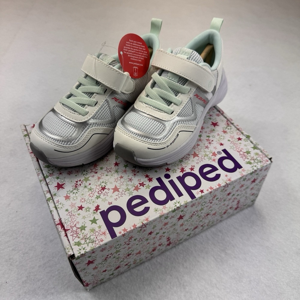 Pediped‎ Judy Sneakers Girls 11-11.5 White Silver Flex Athletic School Shoes NIB